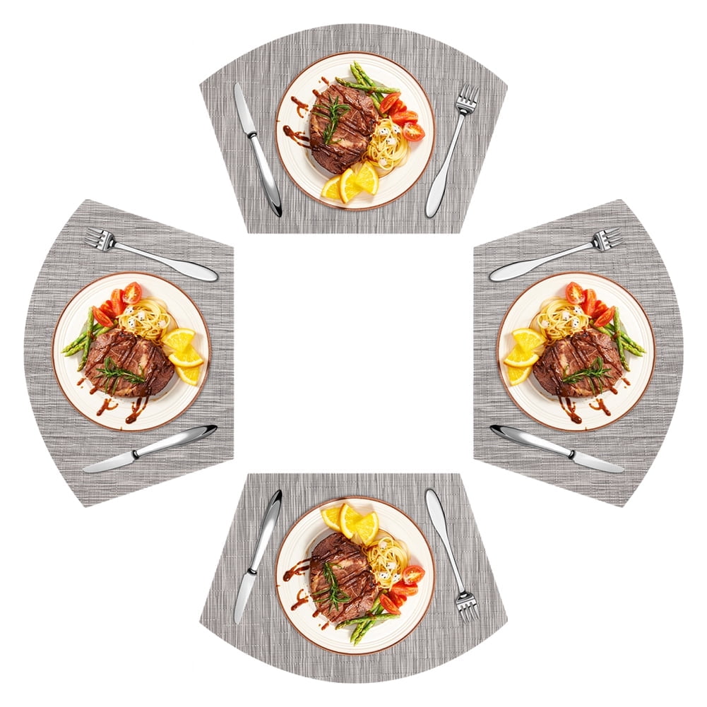 NEWEEN Wedge Placemats for Round Dinner Table, Set of 4, 70% PVC, 30% ...