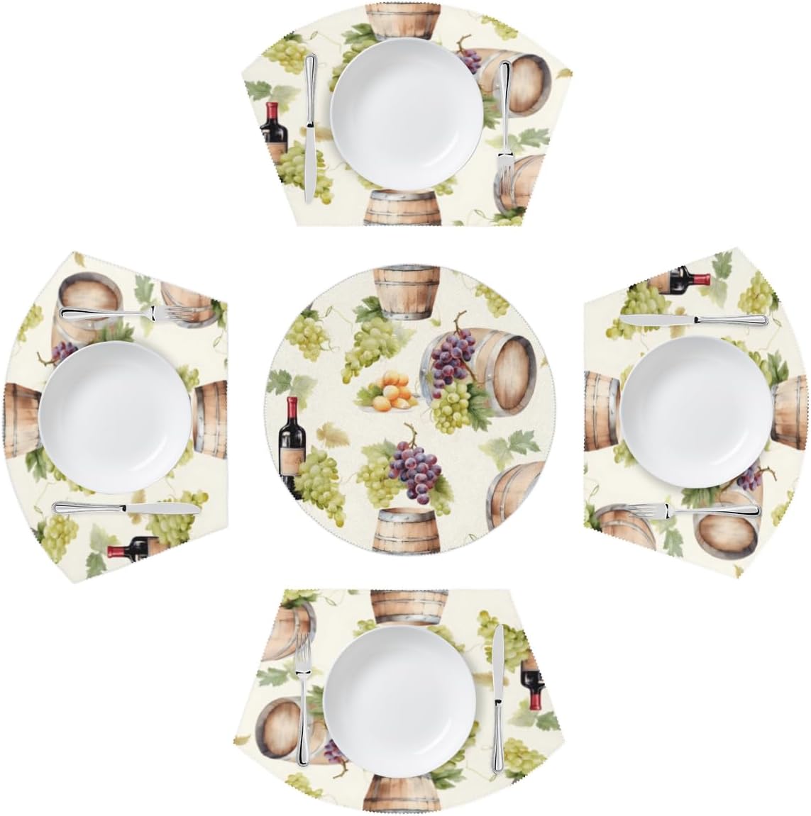 Round Table Placemats Wooden Grape French Wedge Placemat with