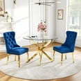 thumbnail image 1 of Round Table Set for 2, 36" Tempered Glass Gold Legs Dining Table with Dining Chairs for Dining Room, Kitchen, Meeting Room, 1 of 8