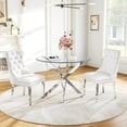 thumbnail image 1 of Round Table Set for 2, 36" Tempered Glass Gold Legs Dining Table with Dining Chairs for Dining Room, Kitchen, Meeting Room, 1 of 8