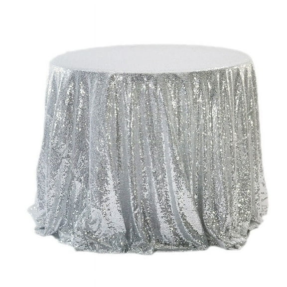 Round Table With Sequined Small Tablecloth, 60Cm