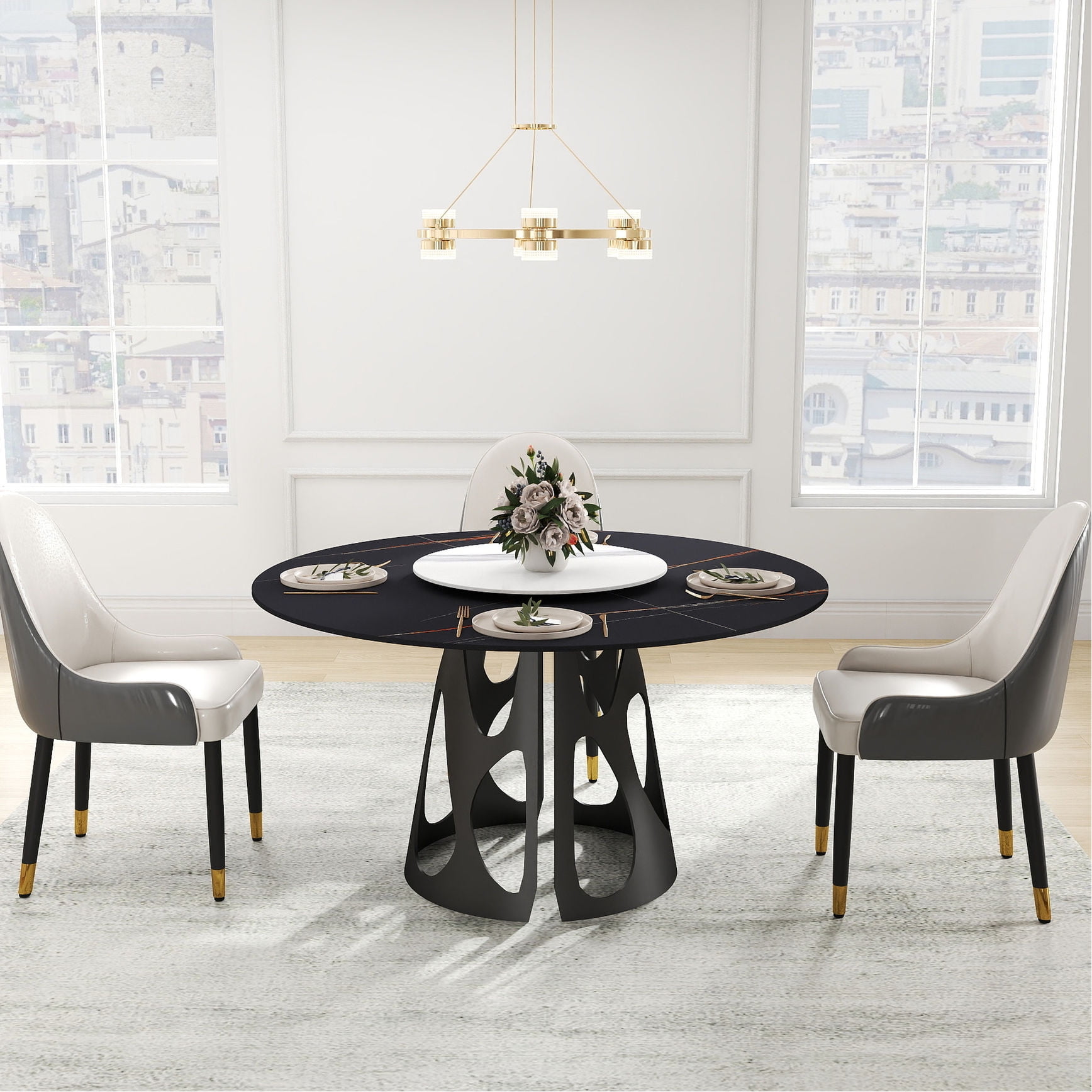 Round Table with Rotating Disk / Entertaining in Dining Areas / Easy to ...