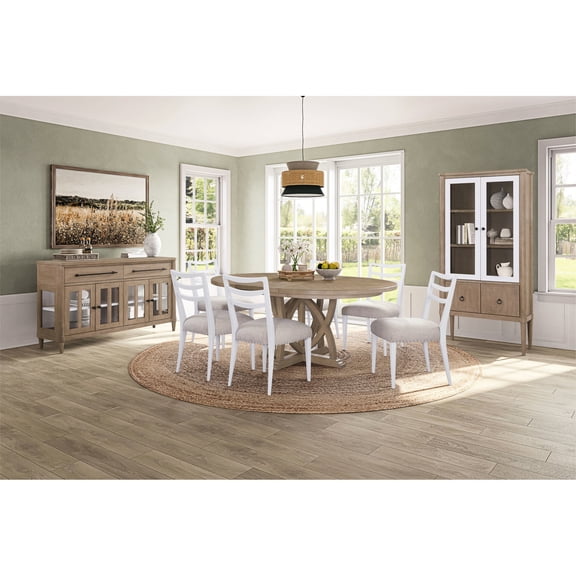 Round Table with Wood Top and Glass Display / Beautify Your Dining Space