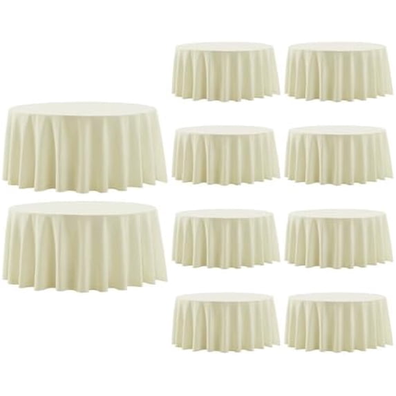 Round Tablecloth 132 Inch 10 Pack Ivory Tablecloths Washable Decorative Polyester Table Clothes Cover for Dining Table Banquets Buffet Parties and Wedding