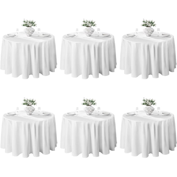 Round Tablecloth 132inch 6pack Polyester Table Cloth, Stain Wrinkle Resistant Polyester Dining Table Cover for Kitchen Dinning Party Wedding Rectangular Tabletop Buffet Dration