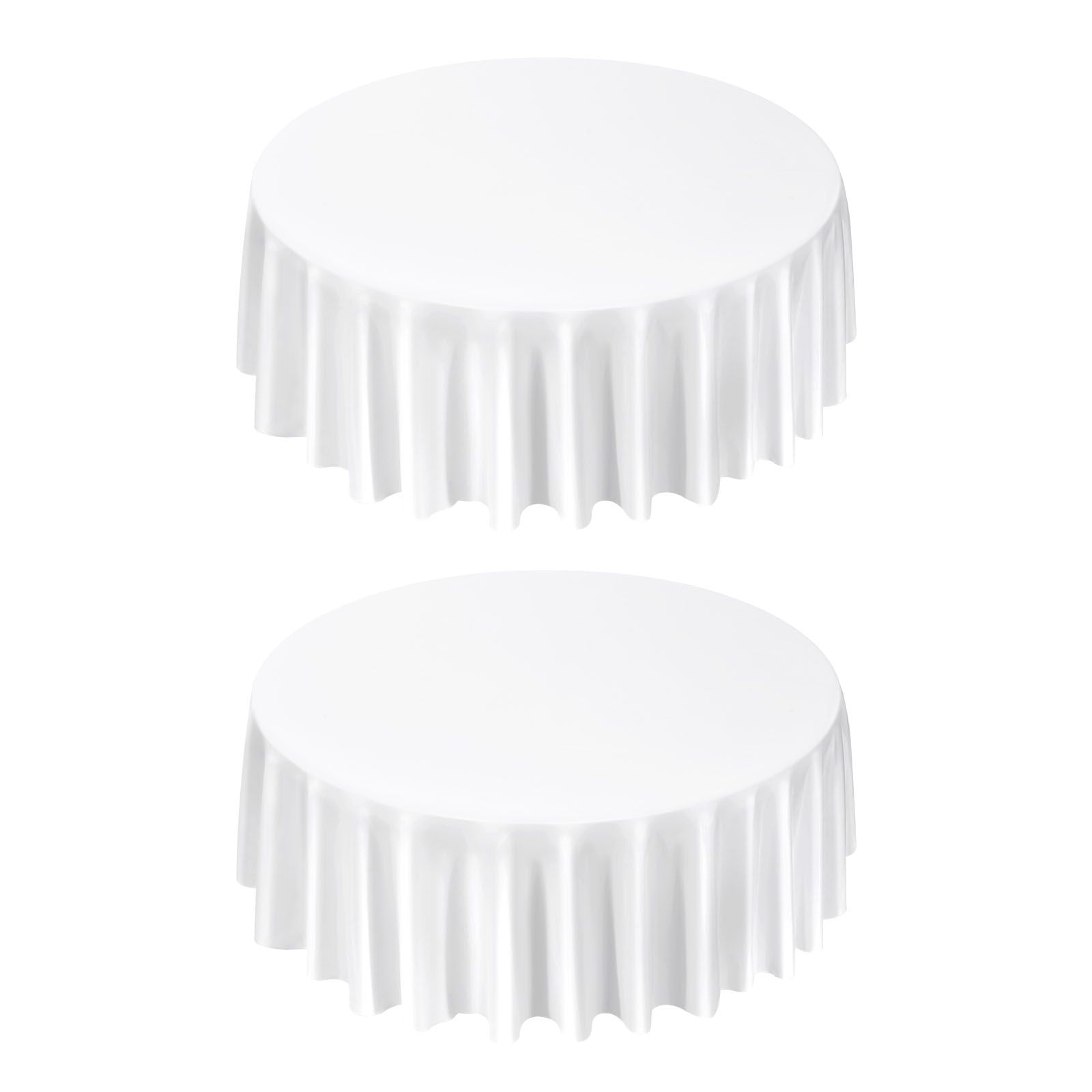 Round Tablecloth 2-Pack 120 Inch Diameter White Polyester for Wedding Party Banquet