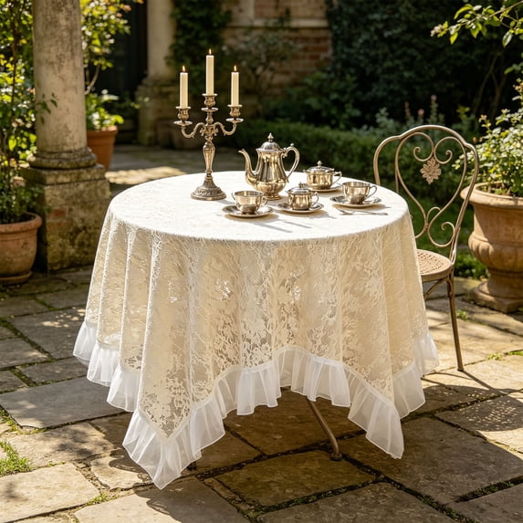 Round Tablecloth 39 Inch - Coffee Table Cover Desktop Decor for Living Room Bedroom - Stain Resistant Polyester Table Topper - Round Cloth for Dining Tea Table Home Decorative Cover