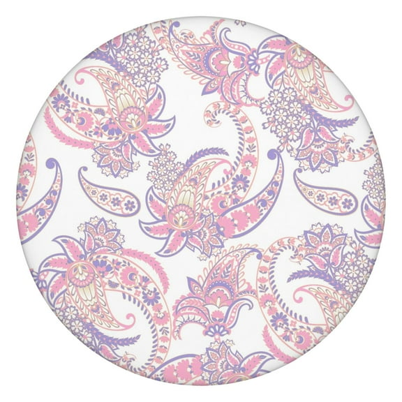 Round Tablecloth 44" Waterproof Oxford Fabric, Elastic Edge, Paisley Design, Fitted and Easy to Maintain for Kitchen or Patio