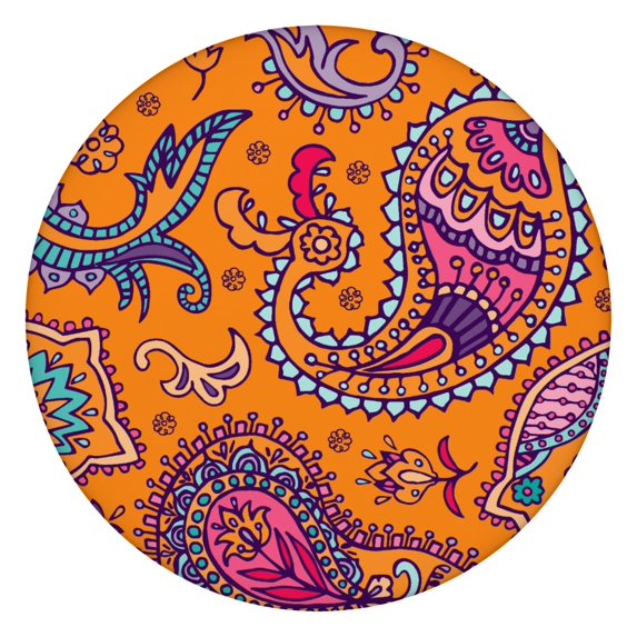 Round Tablecloth 44" Waterproof Oxford Fabric, Elastic Edge, Paisley Print, Fitted and Easy to Maintain for Patio or Kitchen