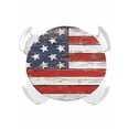 thumbnail image 1 of Round Tablecloth 4th of July Elastic Edge Fitted Patriotic Wood American Flag Plastic Table Cover,Waterproof Oil Proof for Dinner,Outdoor, Picnic, 36" - 44"&nbsp; DIA Tables Red White and Blue, 1 of 6