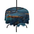 thumbnail image 1 of Round Tablecloth 60*60 Inches Round Tablecloth Outdoor Style Tablecloth With Umbrella Holes Tablecloth Outdoor Suitable For Kitchens and Dining Rooms Dark Blue Clouds, 1 of 8