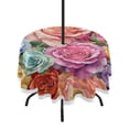 thumbnail image 1 of Round Tablecloth 60*60 Inches Round Tablecloth Outdoor Style Tablecloth With Umbrella Holes Tablecloth Outdoor Suitable For Kitchens and Dining Rooms Lush Watercolor Roses Art, 1 of 8