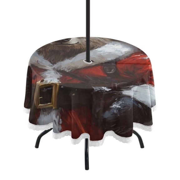 Round Tablecloth 60*60 Inches Round Tablecloth Outdoor Style Tablecloth With Umbrella Holes Tablecloth Outdoor Suitable For Kitchens and Dining Rooms The Red Hat Bear