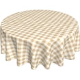 thumbnail image 1 of Round Tablecloth 60 Inch, Beige Gingham Circle Tablecloth Water Resistant Table Covers Dining Table Cover for Kitchen Dining Picnic Party Home Decoration, 1 of 8