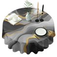 thumbnail image 1 of Gray and Gold Marble Gold Dots Pattern Round Tablecloth 60"x60",Wrinkle Wipeable Table Cloth for Kitchen Dining Room Picnic Patio Party, 1 of 6