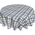 thumbnail image 1 of Round Tablecloth 60 Inch, Blue Checks Stripes Circle Dining Table Cover Waterproof Table Top Cover Round Outdoor Tablecloth for Dining Table, Buffet Parties and Camping, 1 of 8