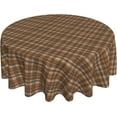 thumbnail image 1 of Round Tablecloth 60 Inch, Brown Glen Plaid Table Cloth Round Cover Comfortable Table Covers Wipe Clean Table Cover for Buffet Table, Parties, Holiday Dinner, Wedding, 1 of 8