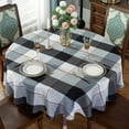 thumbnail image 1 of Round Tablecloth 60 Inch Checkered Table Cloths Spillproof Anti-Shrink Soft and Wrinkle Resistant Decorative Fabric Table Cover for Kitchen Dinning Tabletop Outdoor(Round,Grey), 1 of 6