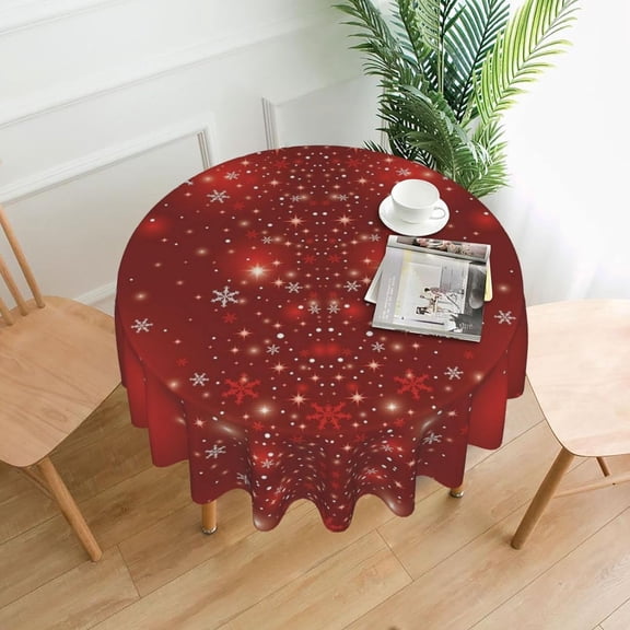 Round Tablecloth 60 Inch, Christmas Table Cover (Fit for 20"-47" Table), Soft Fabric Washable Wrinkle Resistant Table Cloths for Parties Kitchen Family Gatherings Home Decor