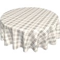 thumbnail image 1 of Round Tablecloth 60 Inch, Classic Neutral Color Plaid Circle Tablecloth Waterproof Resistant Durable Tabletop Cover Kitchen Tablecloth for Dining, Party, Buffet, Wedding, 1 of 8