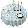 thumbnail image 1 of Round Tablecloth 60 Inch Daisy Floral Design Table Cover Wrinkle Free Dining Kitchen, 1 of 5