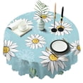 thumbnail image 1 of Round Tablecloth 60 Inch Daisy Pattern Table Cover Wrinkle Free Fabric for Kitchen Dining, 1 of 5