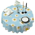 thumbnail image 1 of Round Tablecloth 60 Inch Daisy Table Cover Wrinkle Free Fade Resistant for Kitchen Dining, 1 of 5