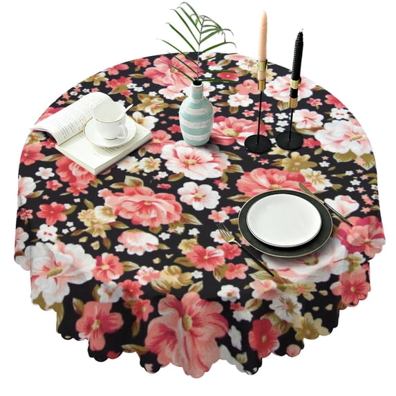 Round Tablecloth 60 Inch Dia Washable Table Cover Wrinkle Resistant Dust Proof for Restaurant Catering
