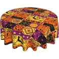 thumbnail image 1 of Round Tablecloth 60 Inch, Ethic African Tribal Print Tablecloth Plaid Patchwork Table Cloth Washable Wipeable Polyester Fabric Table Cover for Farmhouse Holiday Party Outdoor Picnic Kitchen Decor, 1 of 6