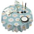 thumbnail image 1 of Round Tablecloth 60 Inch Floral Print Daisy Table Cover Wrinkle Free Kitchen Dining, 1 of 5