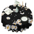 thumbnail image 1 of Round Tablecloth 60 Inch Floral Table Cover Daisy Print Wrinkle Free for Dining Kitchen, 1 of 5