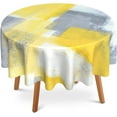 thumbnail image 1 of Round Tablecloth 60 Inch,Grey and Yellow Abstract Art Decorative Circular Table Cloth Cover Washable Heat Resistant for Kitchen Dinning Holiday, 1 of 6