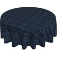 thumbnail image 1 of Round Tablecloth 60 Inch, Navy Blue Plaid Circle Tablecloth Durable Tablecloths Fabric Table Cloth for Kitchen Dinning Tabletop Outdoor, 1 of 8