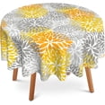 thumbnail image 1 of Round Tablecloth 60 Inch,Orange and Grey Flower Table Cloth Autumn Holiday Polyester Table Cover Decorative for Indoor Outdoor Kitchen Dining Party, 1 of 6