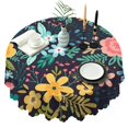 thumbnail image 1 of Round Tablecloth 60 Inch Polyester Kitchen Cover flower Waterproof Stain Wrinkle Free for Dining, 1 of 5