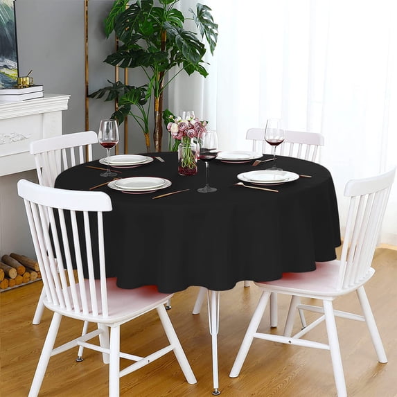 Round Tablecloth 60 Inch Polyester Spandex Wrinkle Resistant Washable Durable | Elegant Fabric Cover Fits Home Dining Restaurant Pub | Multiple Colors | 1 Piece