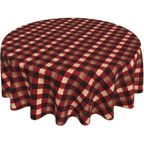 Round Tablecloth 60 Inch, Red Lumberjack Plaid Round Tablecloths Stain Resistant Tablecloth Fabric Table Cloth for Dining, Party, Buffet, Wedding