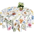 thumbnail image 1 of Round Tablecloth 60 Inch, Spring Flowers Floral Table Cloth for Rustic Farmhouse Kitchen Decor, Wipeable Polyester Fabric Table Cover for Outdoor Holiday Party, 1 of 6