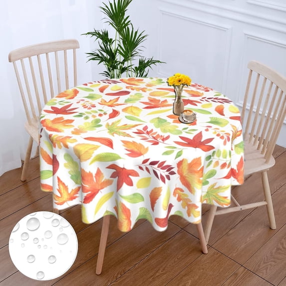 Round Tablecloth 60 Inch,Stain Resistance Polyester Fall Table Cloth Round,Table Cover for Kitchen Dining Table, Buffet Parties and \u200bHoliday-Fall Maple Leave