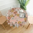 thumbnail image 1 of Round Tablecloth 60 Inch,Stain Resistance Washable Table Cloth,70s Retro Groovy Boho Flower Table Cover for Kitchen Dining Table, Buffet Parties and \u200bCamping, 1 of 6