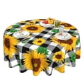 thumbnail image 1 of Round Tablecloth 60 Inch Sunflower Tablecloth Black and White Plaid Tablecloth Washable Table Cover Reused Farmhouse Tablecloth Home Parties Holiday Dinner Party Dining Room Decor, 1 of 6