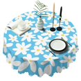 thumbnail image 1 of Round Tablecloth 60 Inch Table Cover Daisy Floral Wrinkle Free Dining Kitchen, 1 of 5