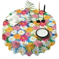 thumbnail image 1 of Round Tablecloth 60 Inch Table Cover Wrinkle Free Daisy Kitchen Dining, 1 of 5