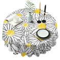 thumbnail image 1 of Round Tablecloth 60 Inch Table Cover with Daisy Print Wrinkle Free for Kitchen Dining, 1 of 5