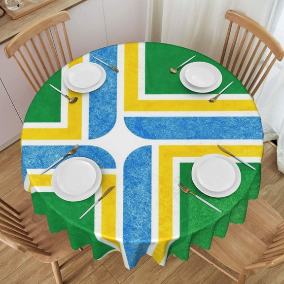 Round Tablecloth 60 Inch Water Resistant Spill Proof Washable Flag Of Portland Oregon Table Cloth Decorative Table Cover