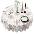 thumbnail image 1 of Round Tablecloth 60 Inch Wrinkle Free Daisy Table Cover Floral Print Kitchen Dining, 1 of 5