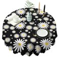 thumbnail image 1 of Round Tablecloth 60 Inch Wrinkle Free Daisy Table Cover Kitchen Dining, 1 of 5