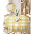 thumbnail image 1 of Round Tablecloth 60 Inch Yellow Buffalo Check Plaid Table Cloth Oil Spill Proof Waterproof Tablecloth Protector Farmhouse Style Round Table Cover for Dinner Party Picnic Kitchen Decor Indoor Outdoor, 1 of 1