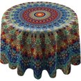 thumbnail image 1 of Round Tablecloth 60 inch, Boho Table Cloth, Mandala Waterproof Washable Polyester Wrinkle Resistant Table Cover for Kitchen Dining Table, Wedding, Buffet Parties and Camping, 1 of 6