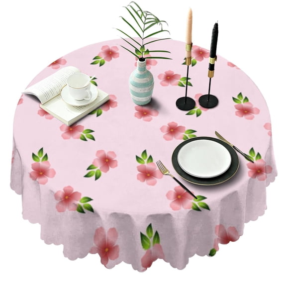 Round Tablecloth 60 x 60 Inch flower Spring Summer Round for Picnic Party Dinner Table Cover